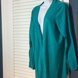 Long sleeved turquoise cardigan
